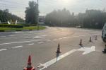 У остановочного павильона "Роща" в городе Чебоксары нанесена новая дорожная разметка